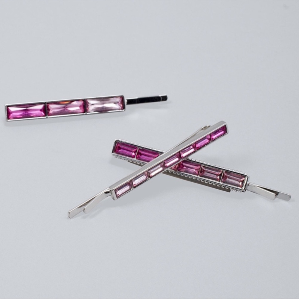WHBM PINK STONE BOBBI PINS SET OF 3
